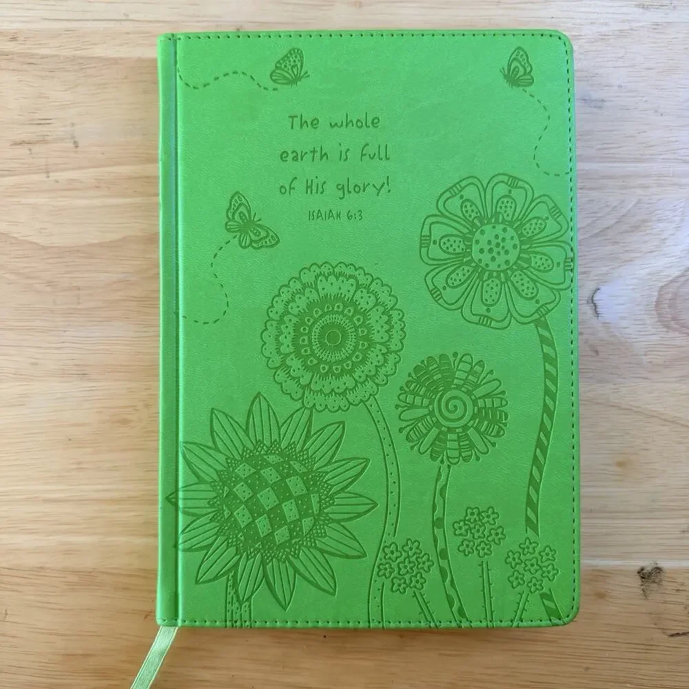 Brownlow Gifts Floral Scripture Journal Diary Green Faux Leather Isaiah 6:3